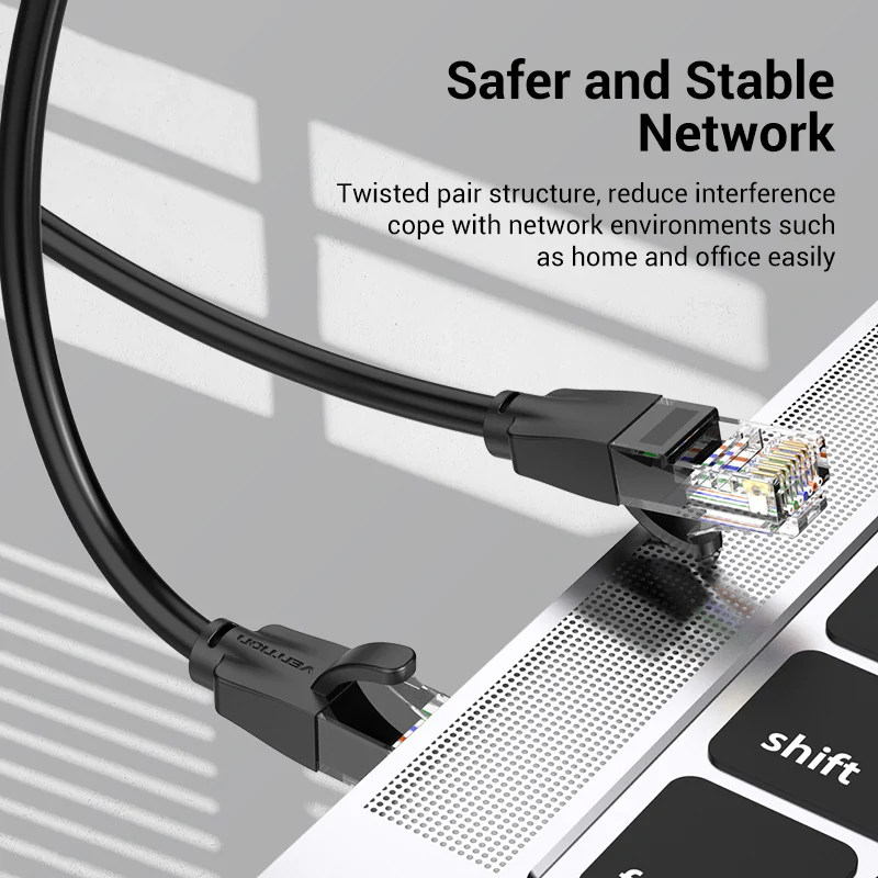 Vention Cat.6 UTP Patch Cable Black for High-Speed Network Connection RJ45 Ethernet Cable