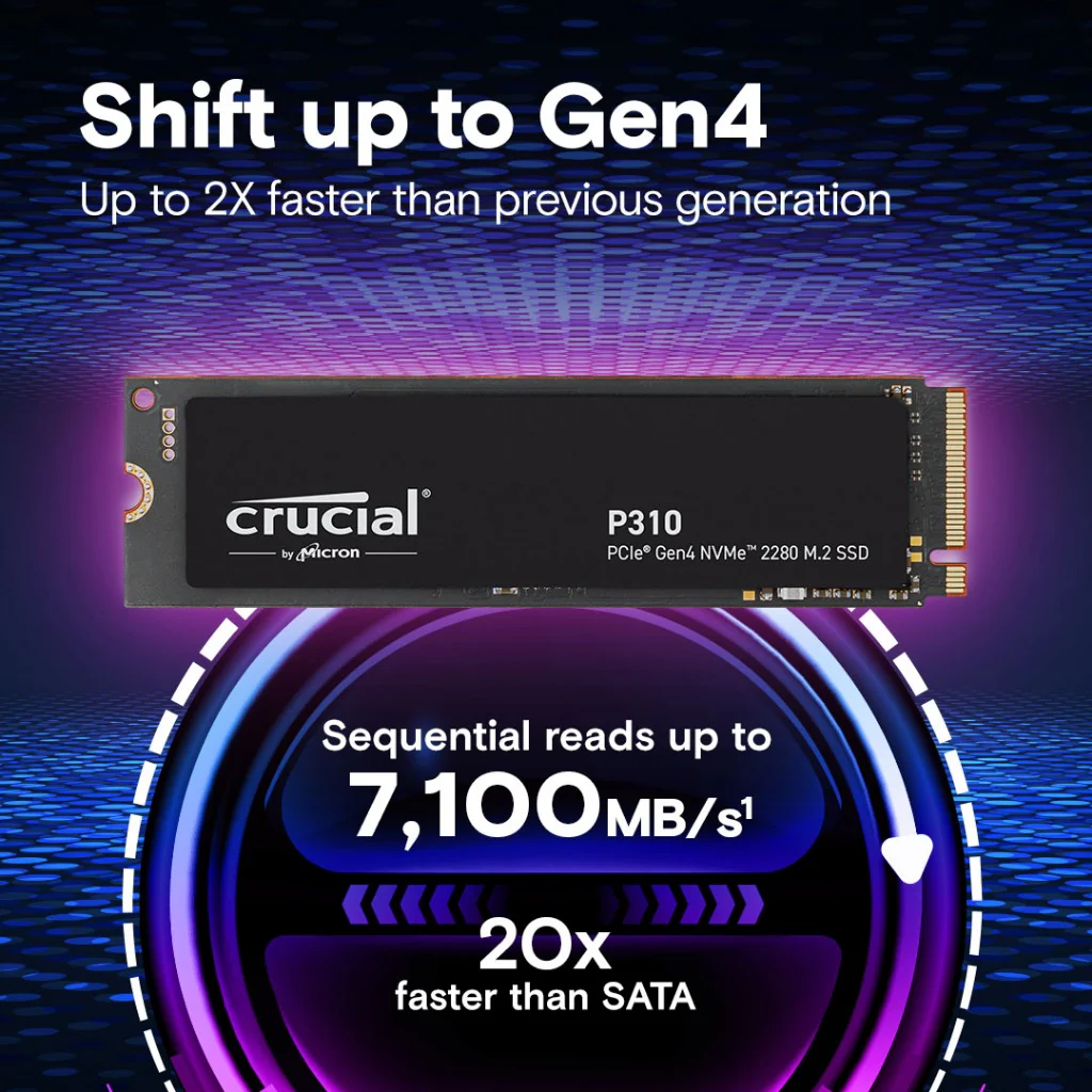 Crucial P310 PCIe Gen4 NVMe 2280 M.2 SSD Solid State Drive For PC / Laptop (2TB)
