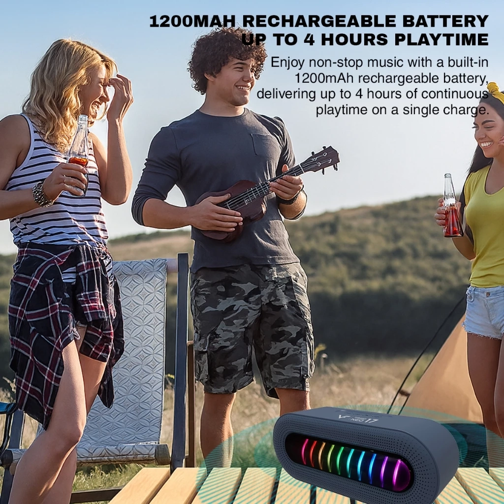 Vinnfier Tango Neo 17 Portable Bluetooth Speaker with RGB Lights Deep Bass Bluetooth 5.3, USB, TF/Micro SD