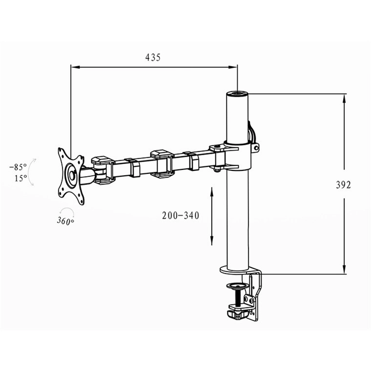 Loctek DLB111 10"-30" Single Monitor Ergonomic Swivel Arm VESA Mount for Desktop Mount